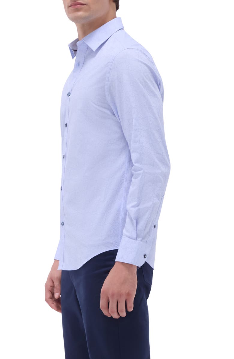 Bugatchi Julian Geometric Jacquard Stretch Cotton Button-Up Shirt, Alternate, color, Sky