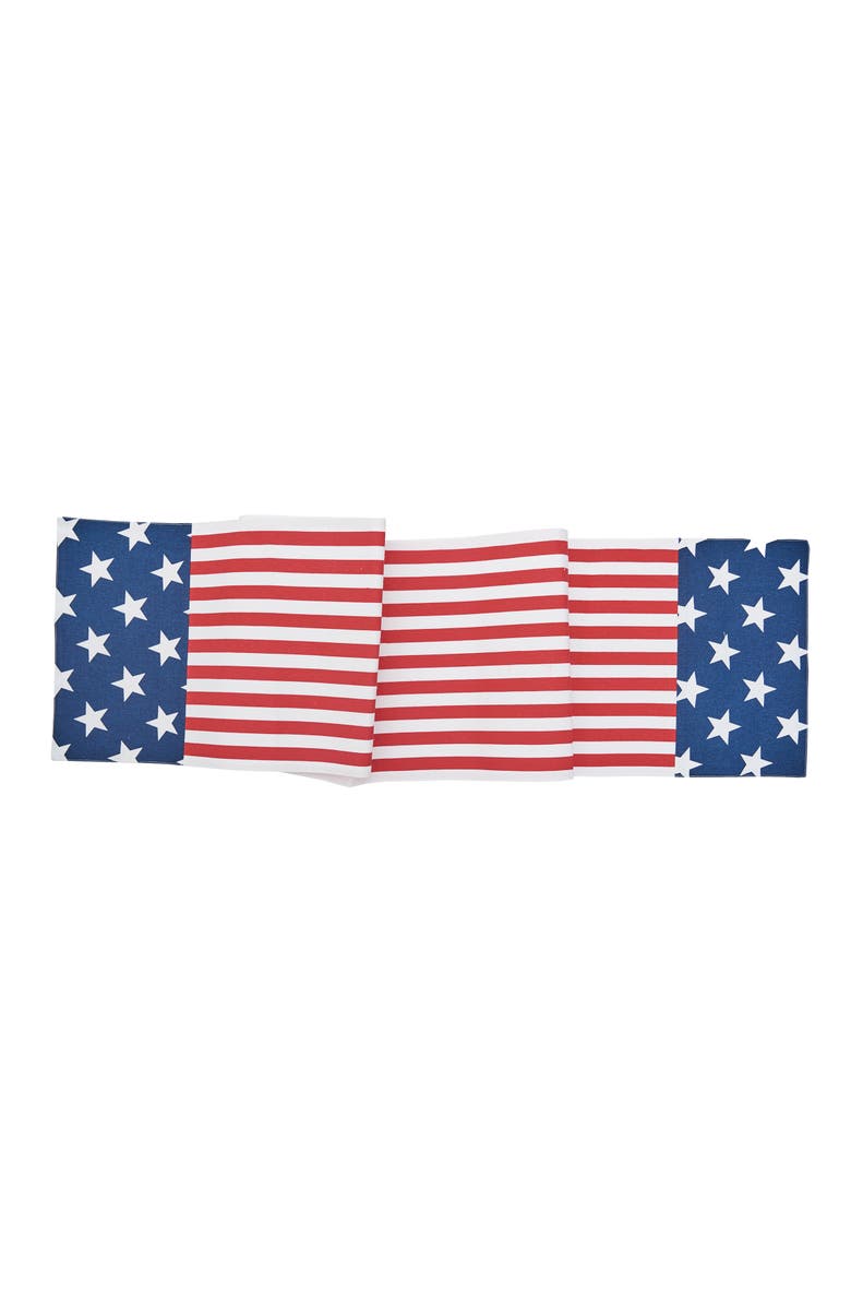 C&F Home Stars and Stripes 4th of July Patriotic Cotton Table Runner 13" x 72", Main, color, Blue