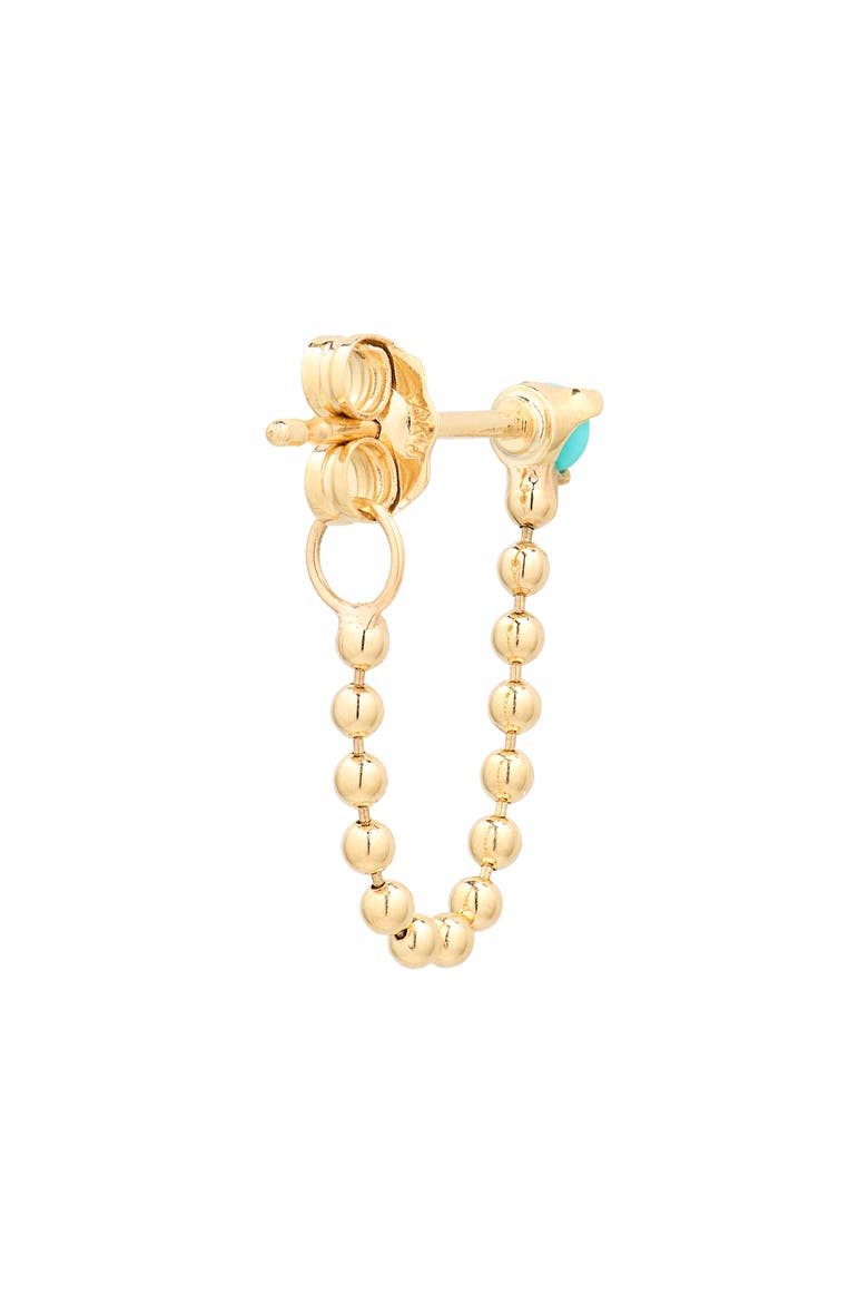 14K Gold Turquoise Bead Front/Back Earrings, Alternate, color, 14K YELLOW GOLD / TURQUOISE
