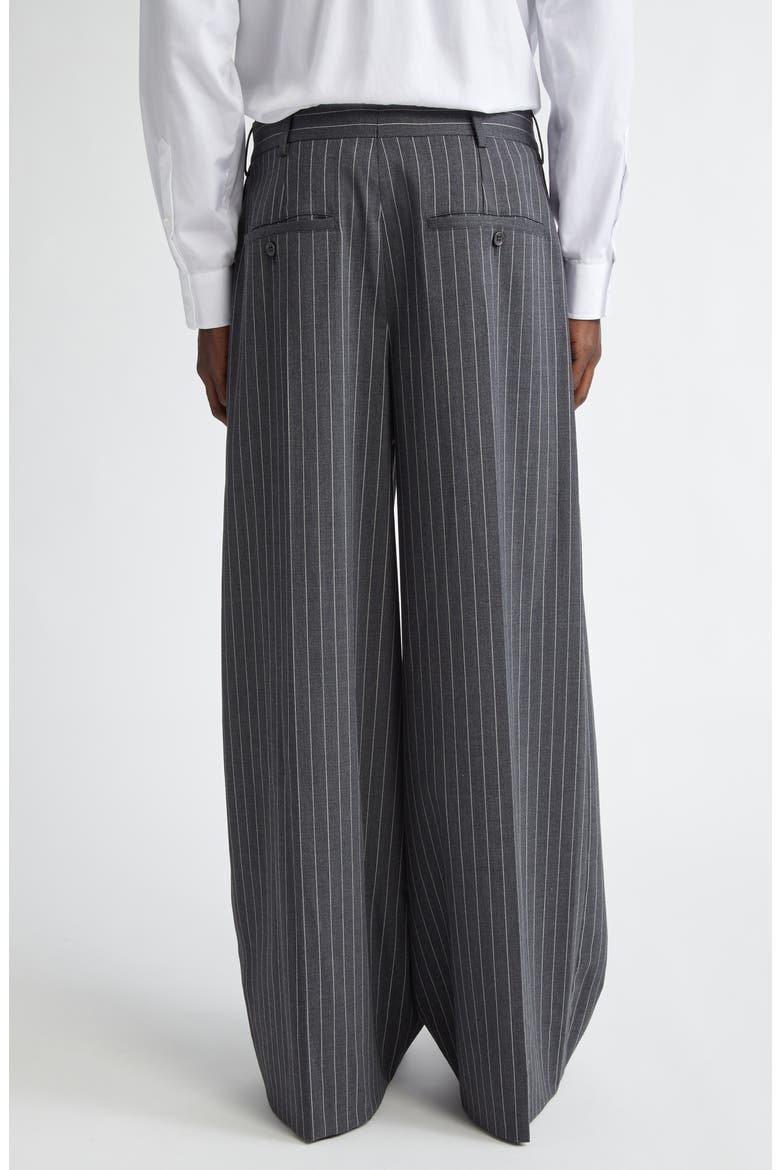 Wide Leg Pinstripe Trousers, Alternate, color, GREY