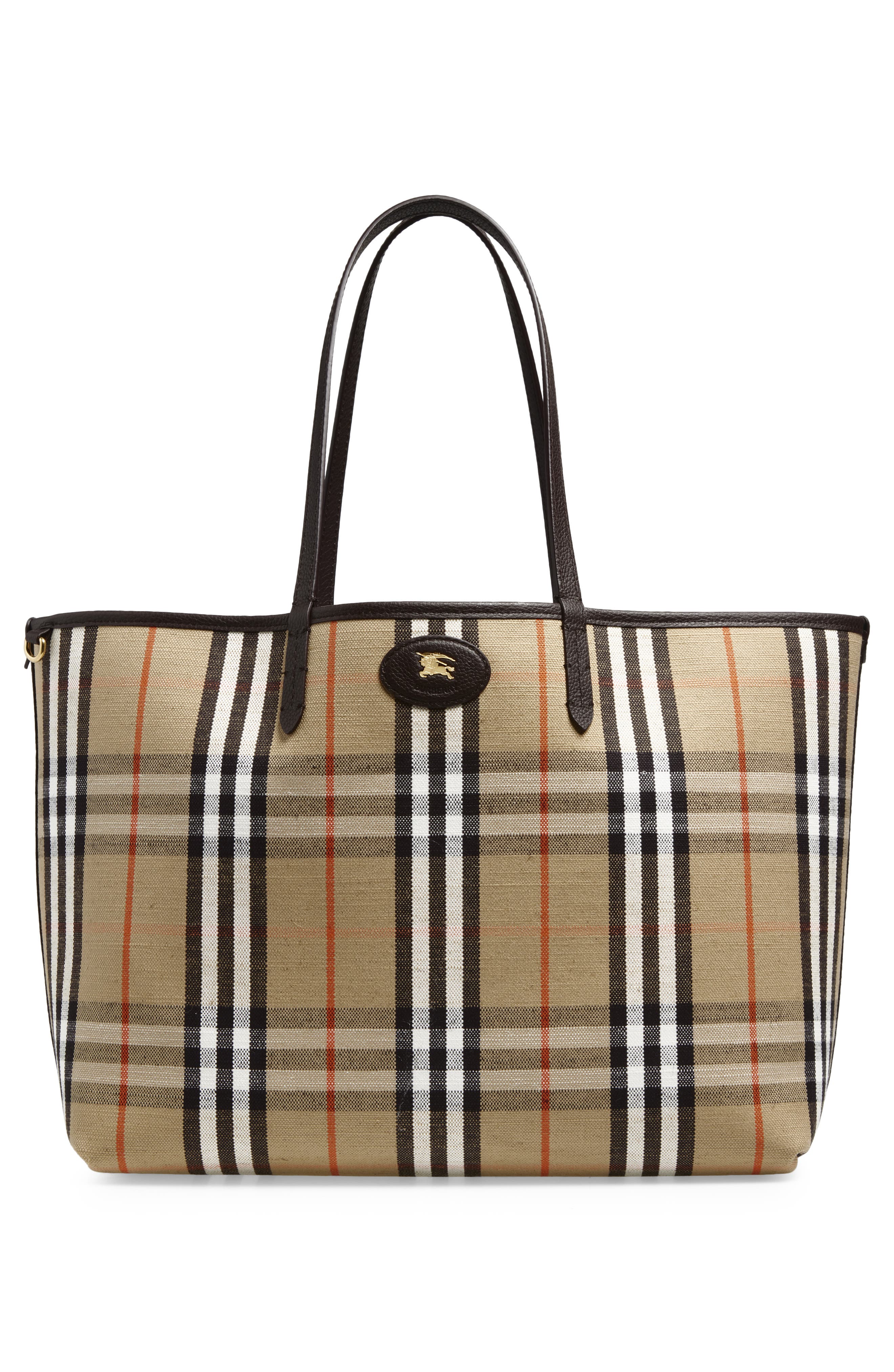 Medium Bloomsbury Leather & Canvas Reversible Tote, Alternate, color, PEAT/SAND