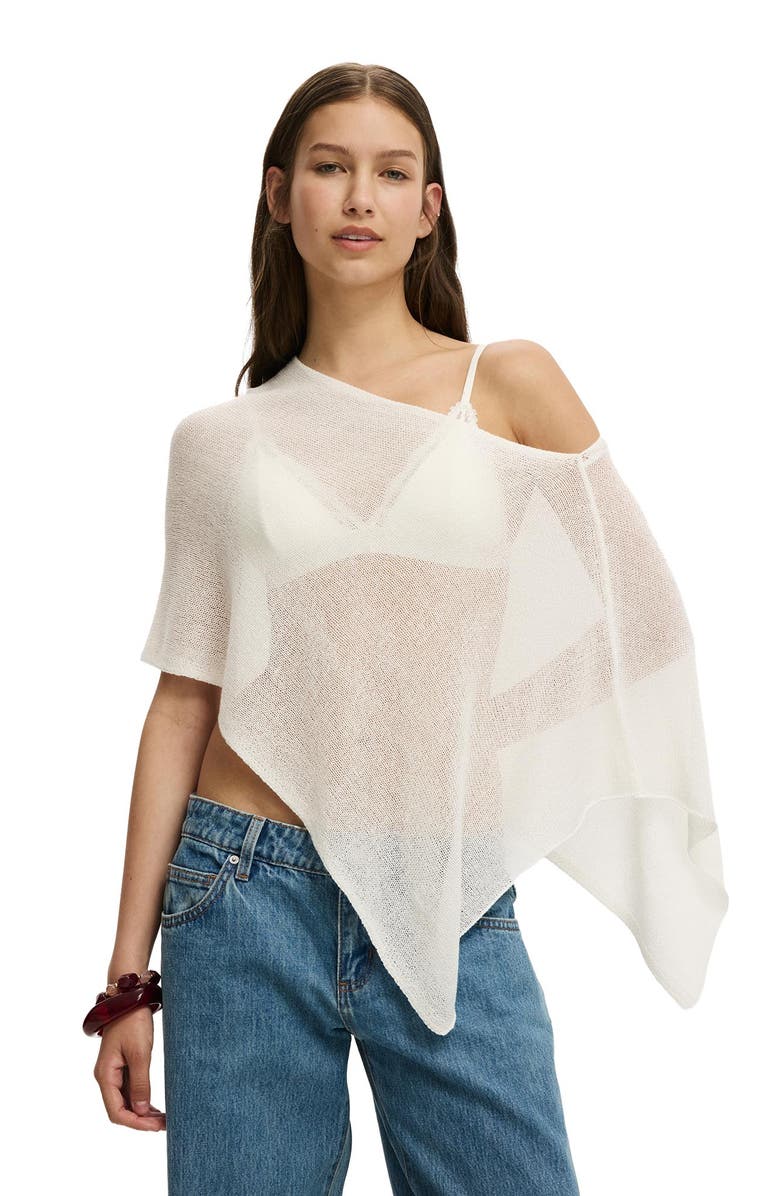 Cotton On Women's Sheer Knit Poncho, Main, color, Porcelain