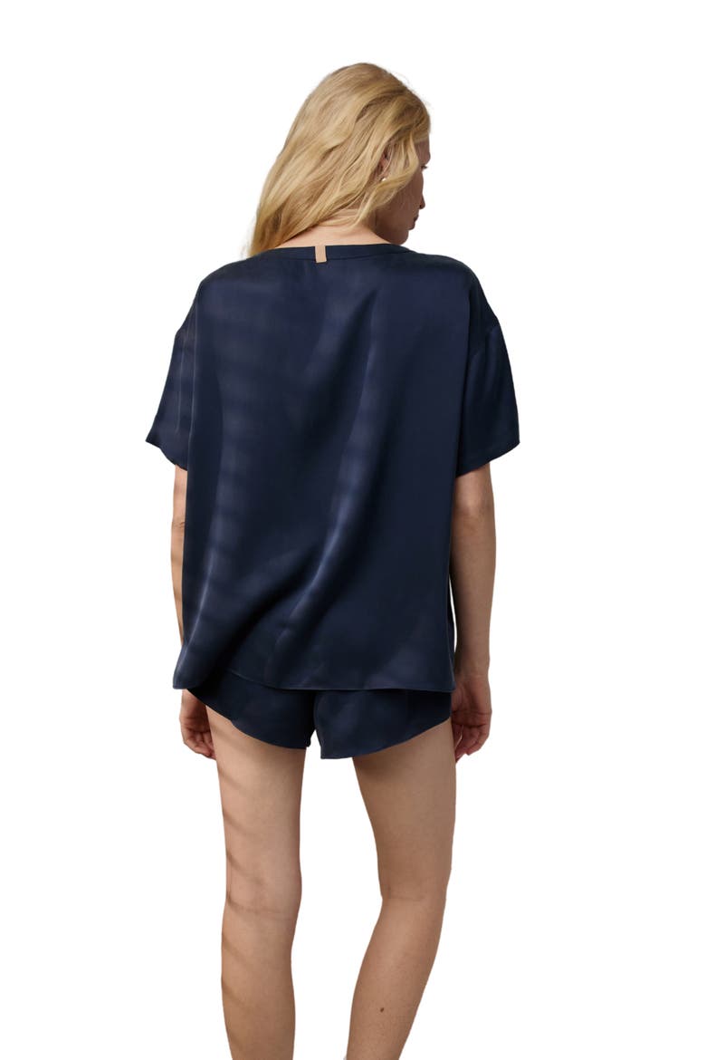 Washable Silk Short Pajamas, Alternate, color, DEEP BLUE