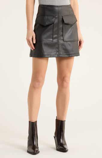 INTERNATIONAL DESIGNER Pocket Faux Leather Miniskirt