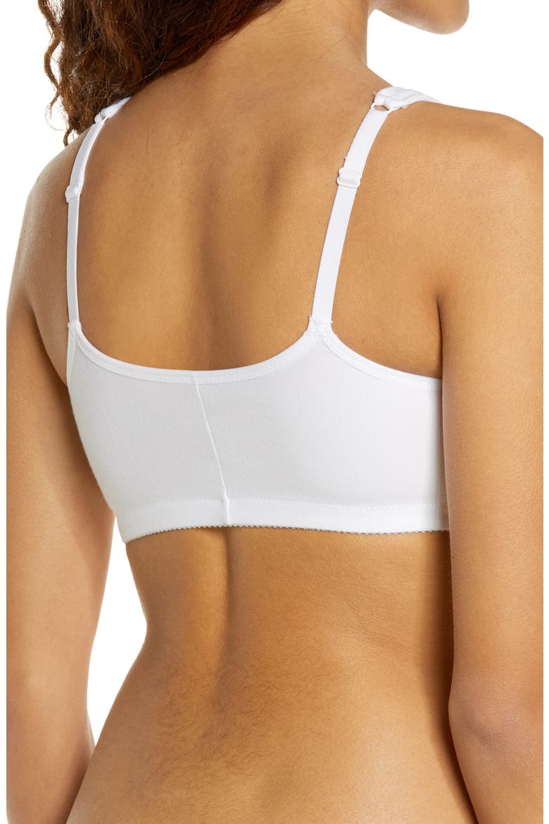 Fleur Front Clasp Wireless Leisure Bra, Alternate, color, WHITE