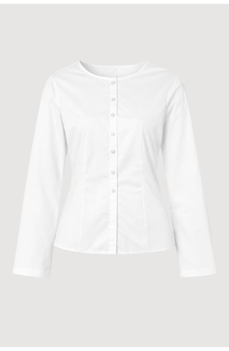 Modern Citizen Jinsol Cinch-Waist Cotton Poplin Blouse, Alternate, color, White