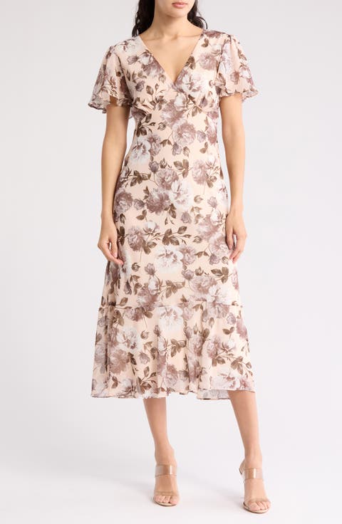 Yoryu Flutter Sleeve Midi Dress