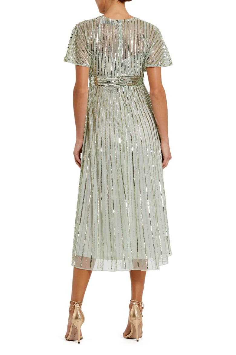 Empire Waist Embellished Short Sleeve Dress, Alternate, color, Sage
