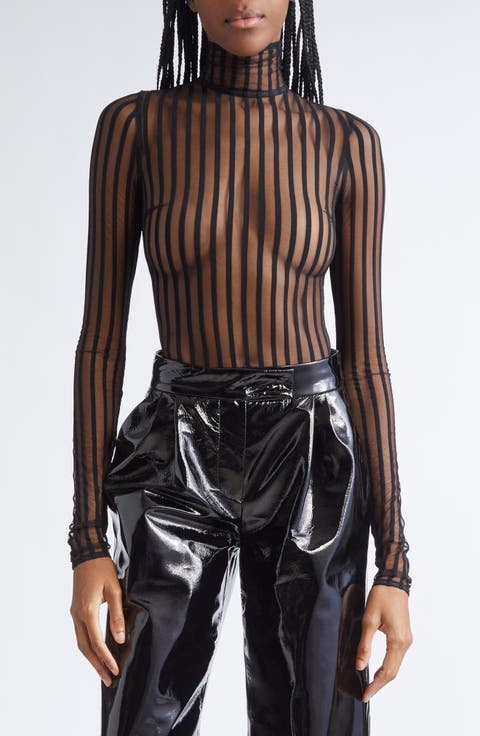 Illusion Stripe Turtleneck Bodysuit