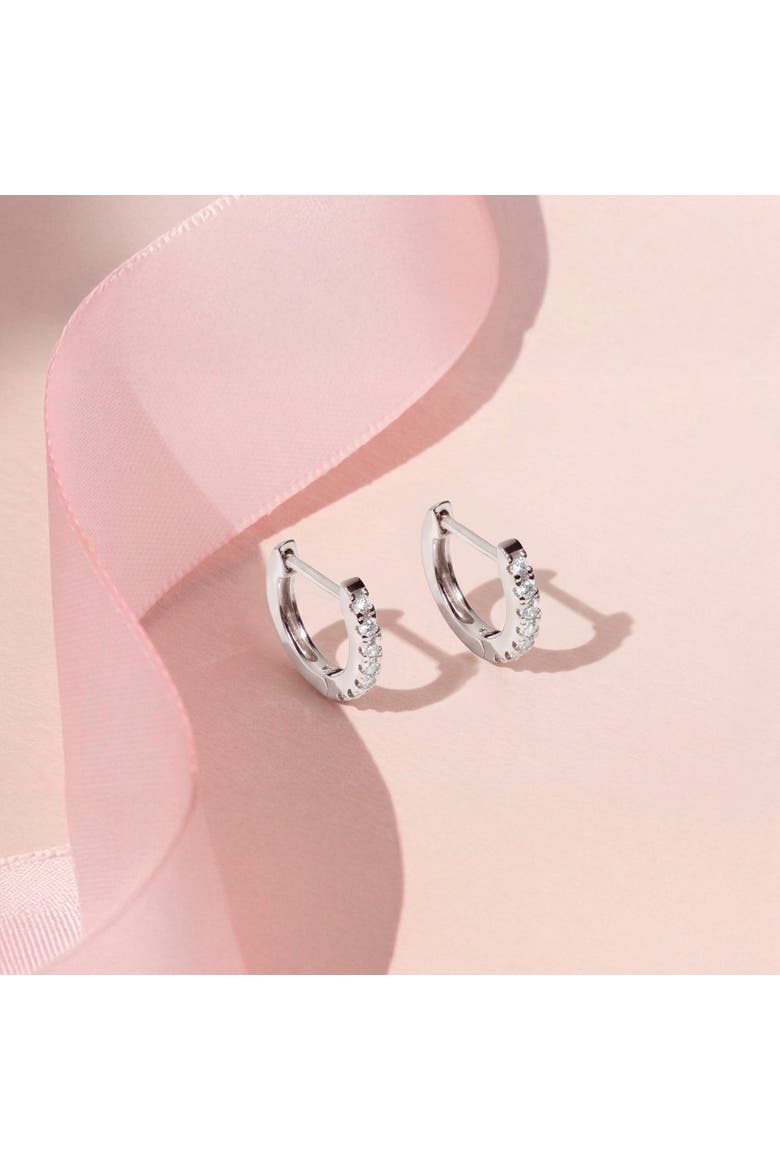 Small Multi Cubic Zirconia Huggie Earrings, Alternate, color, Silver