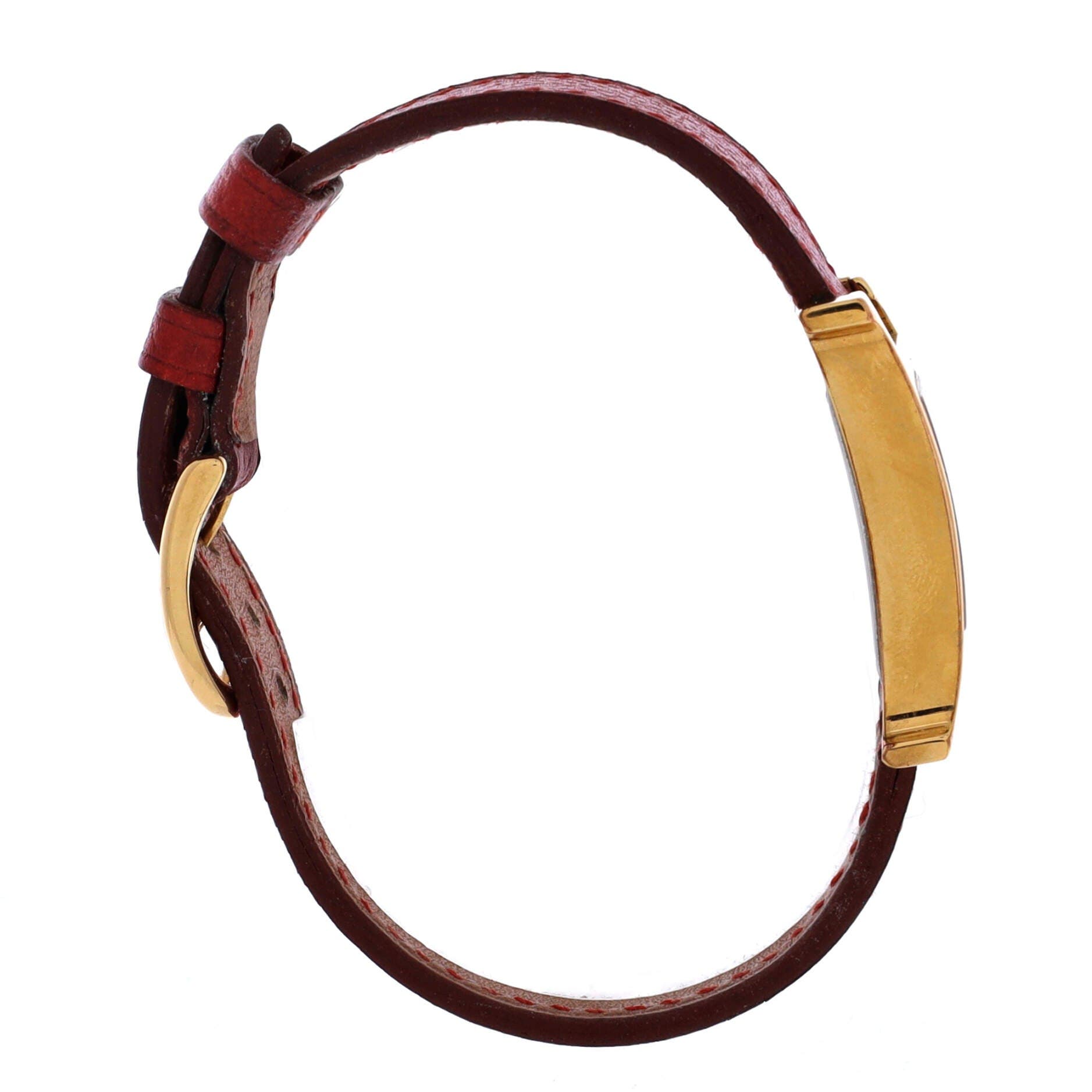 Pre-Owned Hermes Heure H Quartz Watch Plated Metal and Leather 21, Alternate, color, Red