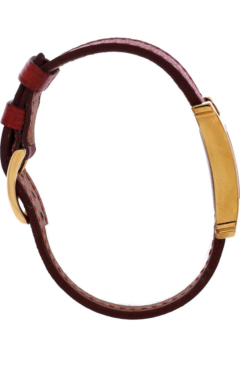 Pre-Owned Hermes Heure H Quartz Watch Plated Metal and Leather 21, Alternate, color, Red