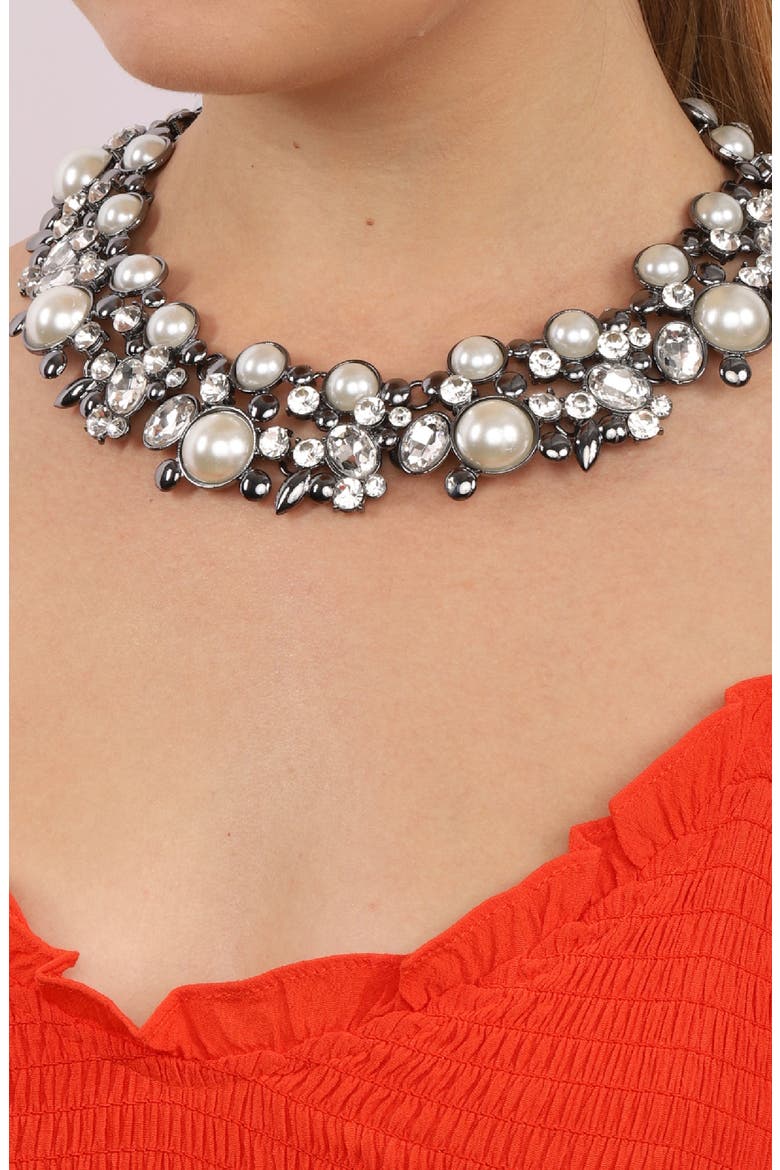 Clementine Statement Choker Necklace, Alternate, color, SILVER