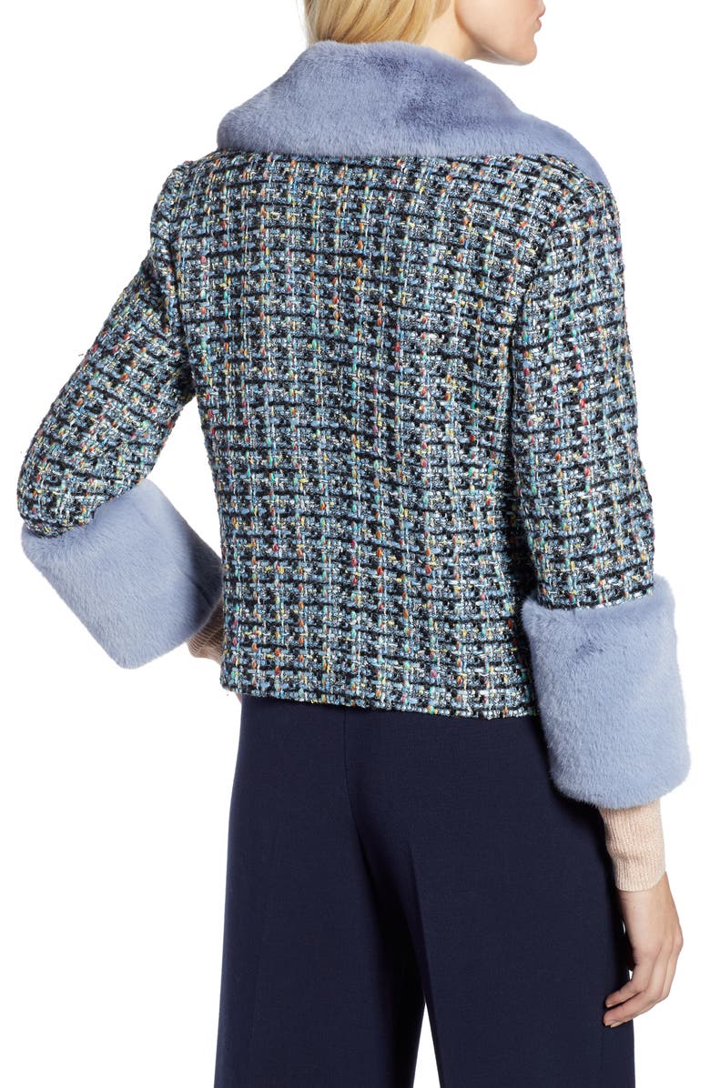 Halogen<sup>®</sup> x Atlantic-Pacific Tweed Jacket with Removable Faux Fur Trim, Alternate, color, 