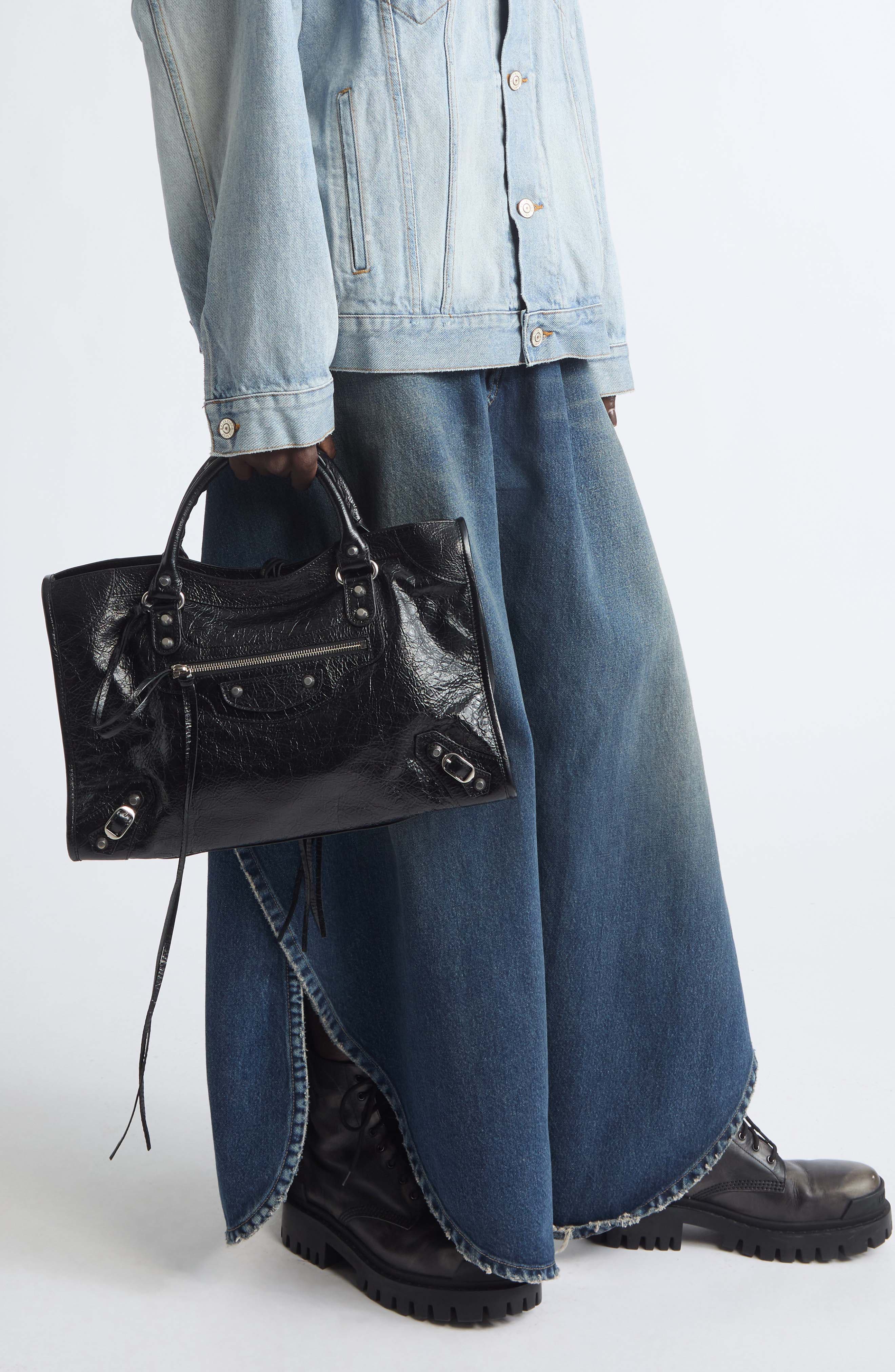 Medium Le City Arena Leather Satchel, Alternate, color, 1000 BLACK