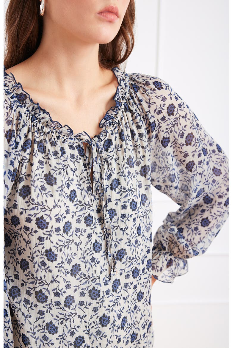 Esme Long Sleeve Top, Alternate, color, Sapphire Vines