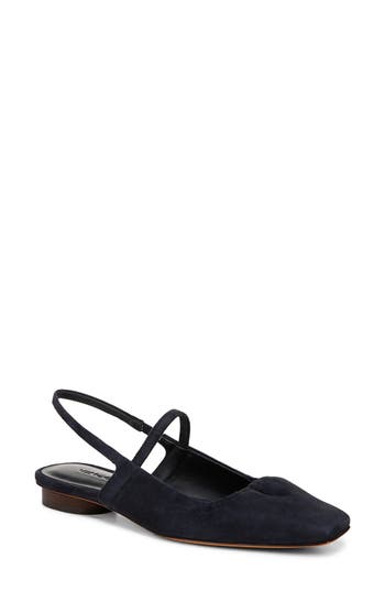 Vince Venice Suede Slingback Ballerina Flats In Blue Ink