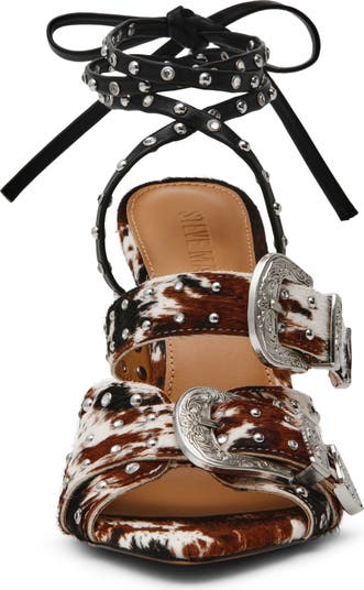 Saddle Embellished Ankle Strap Sandal