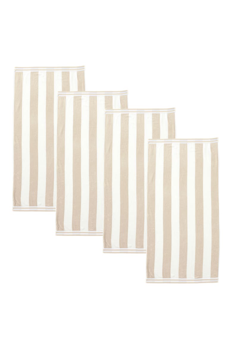 4-Pack Oversize Stripe Beach Towels, Main, color, LINEN