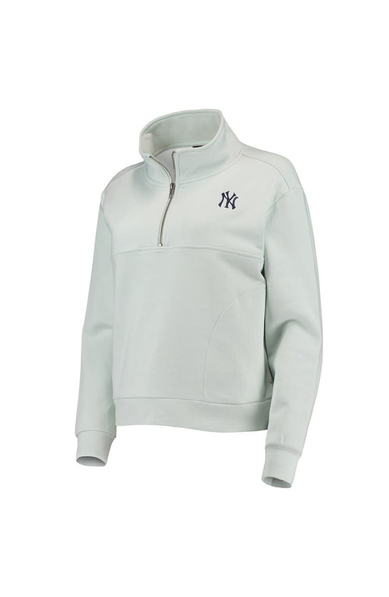 THE WILD COLLECTIVE Women's The Wild Collective Light Blue New York Yankees Two-Hit Quarter-Zip Pullover Top, Alternate, color, Mint