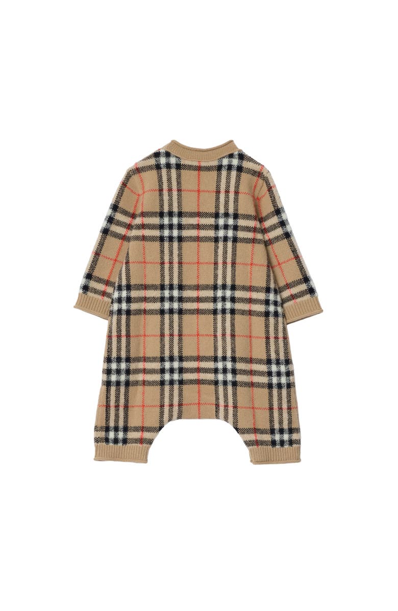 Burberry Check Wool Cashmere Jumpsuit, Alternate, color, Sand Beige