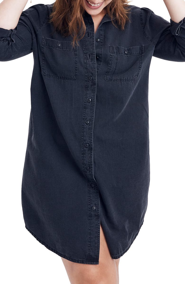 Madewell Denim Puff Sleeve Shirtdress, Alternate, color, 