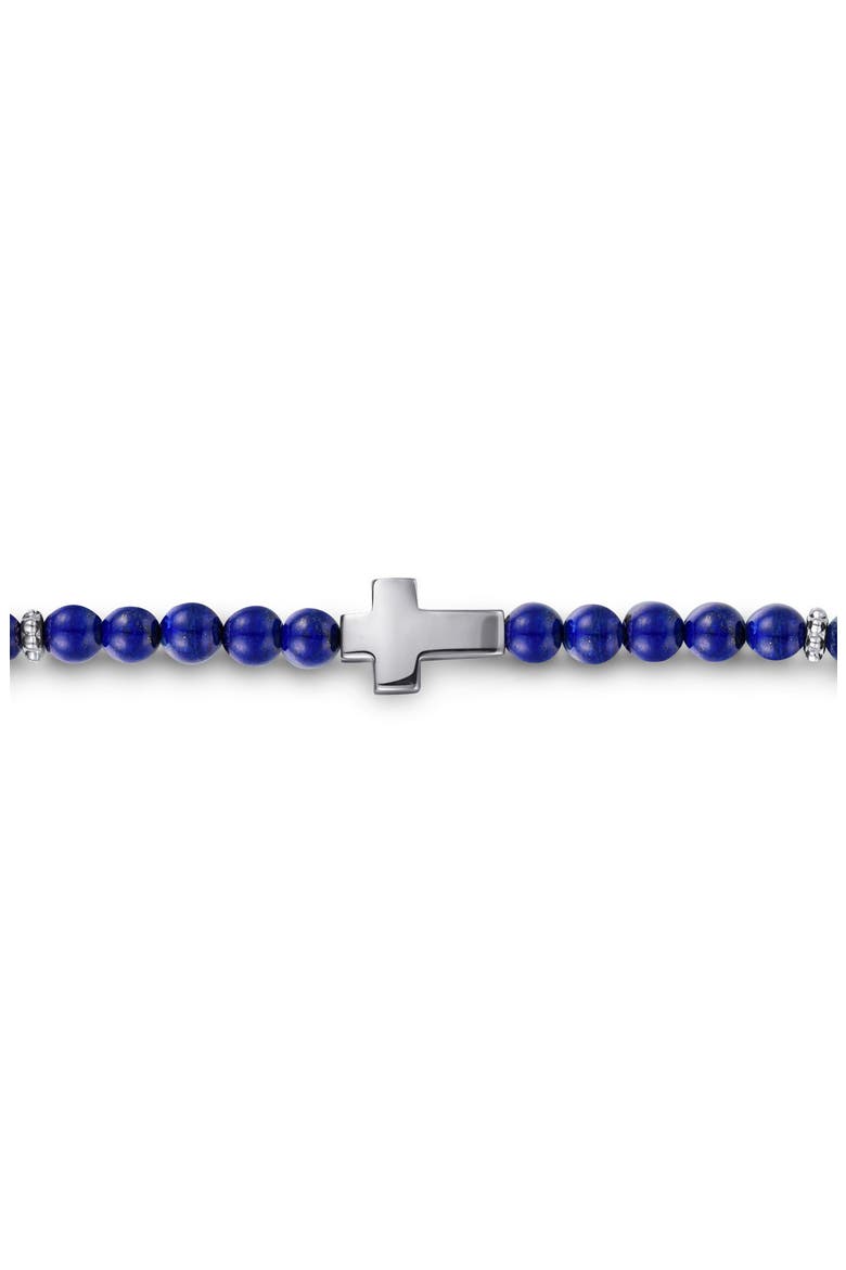 Bujukan Sterling Silver Cross Lapis Lazuli Bracelet, Alternate, color, STERLING SILVER/ LAPIS