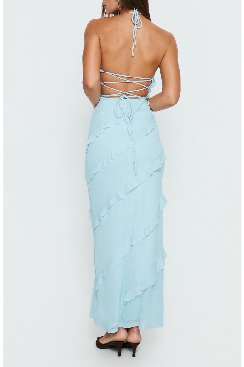 Adesta Frill Halter Maxi Dress, Alternate, color, BLUE