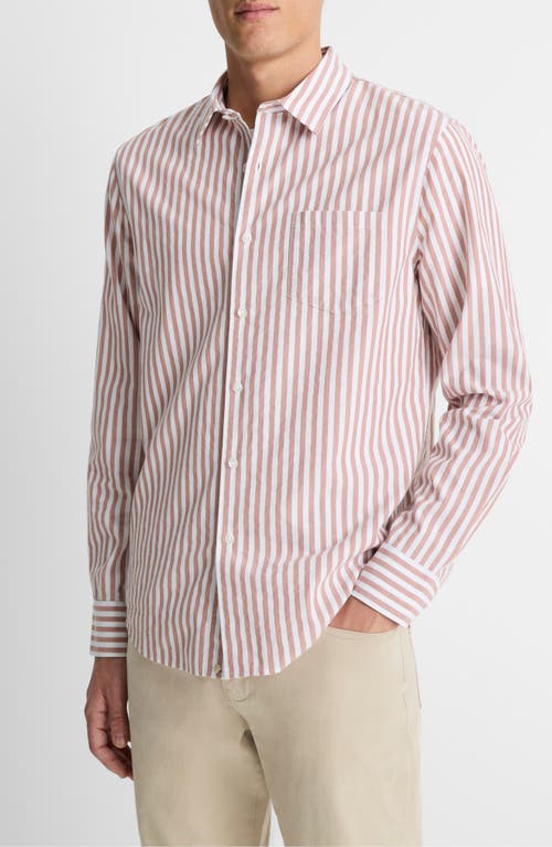 Vince Stripe Classic Fit Button-up Shirt In Sepia/optic White