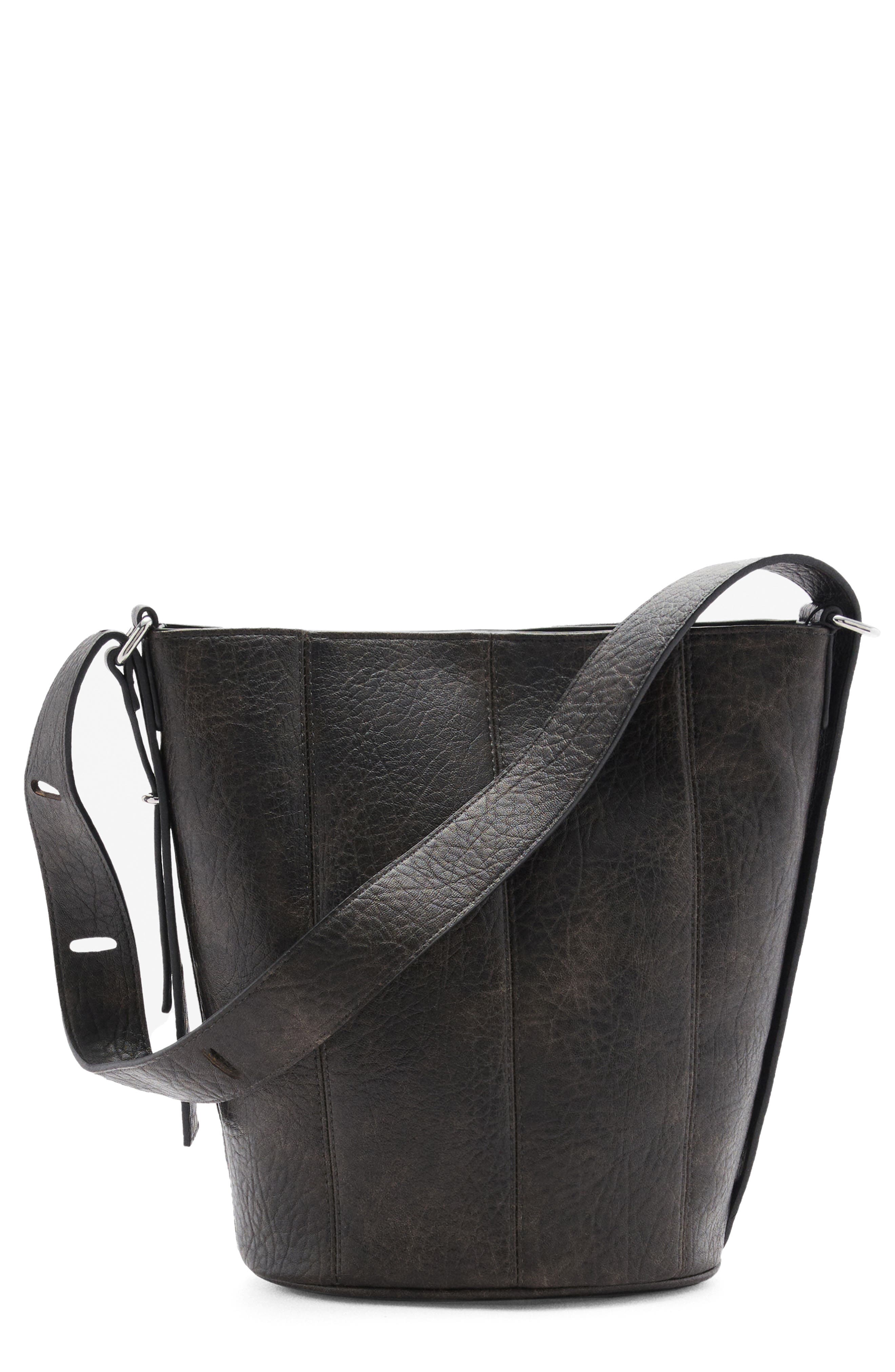 MANGO Faux Leather Bucket Bag, Main, color, 