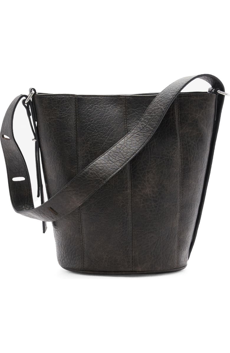 MANGO Faux Leather Bucket Bag, Main, color,