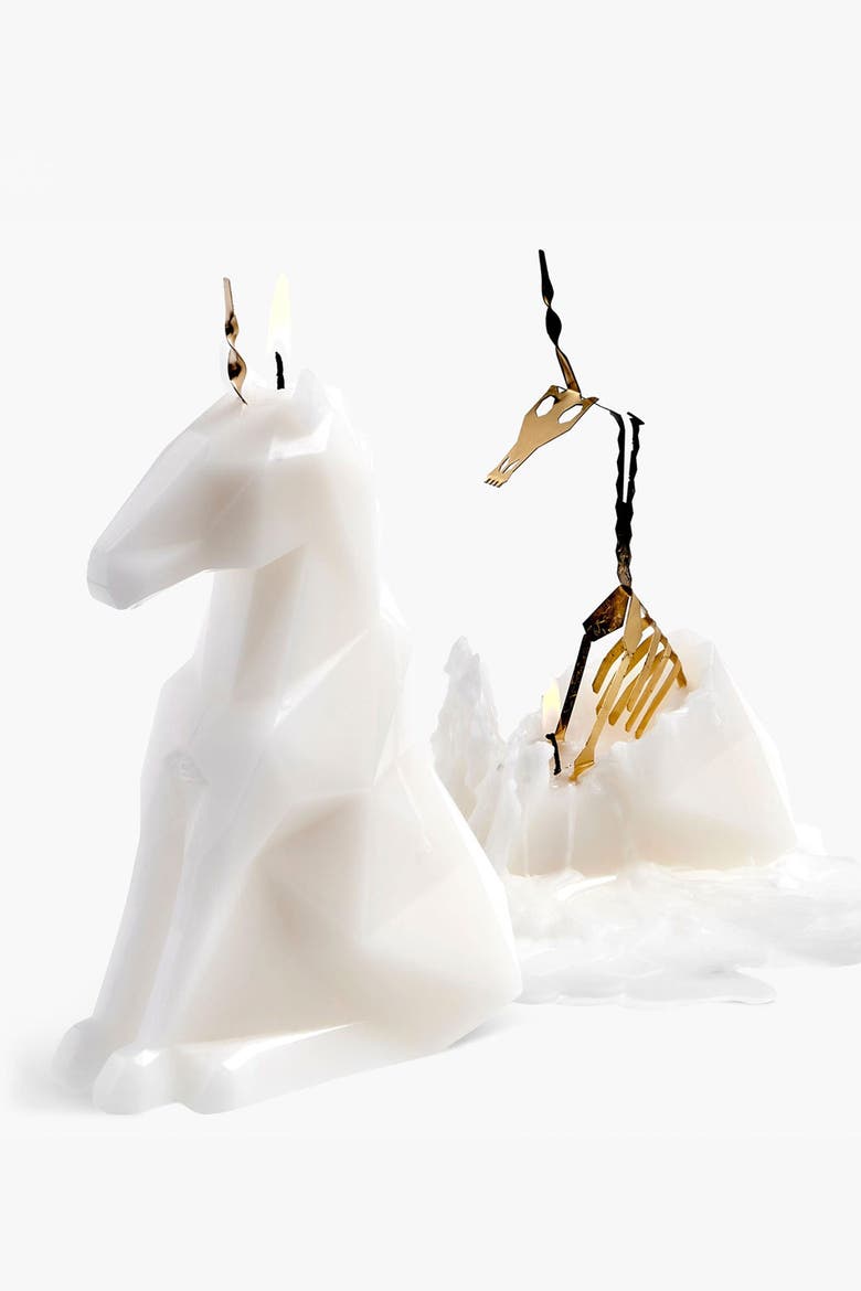 PyroPet Einar Unicorn Candle, Alternate, color, White