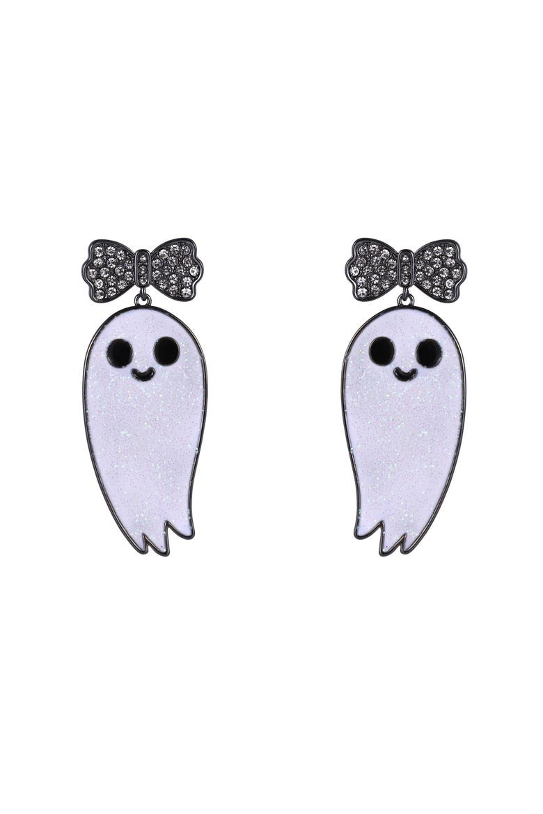 Halloween Cute Ghost Earrings, Alternate, color, White