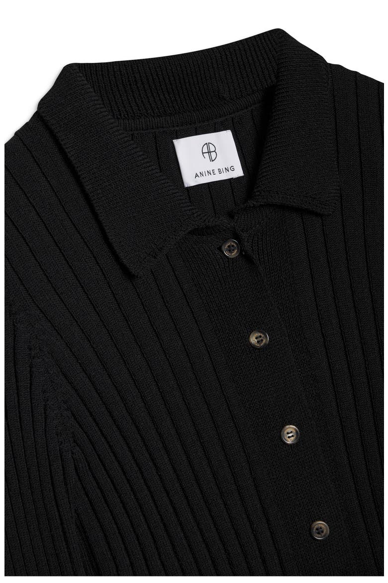 Joslyn Ribbed Button-Up Midi Dress, Alternate, color, BLACK