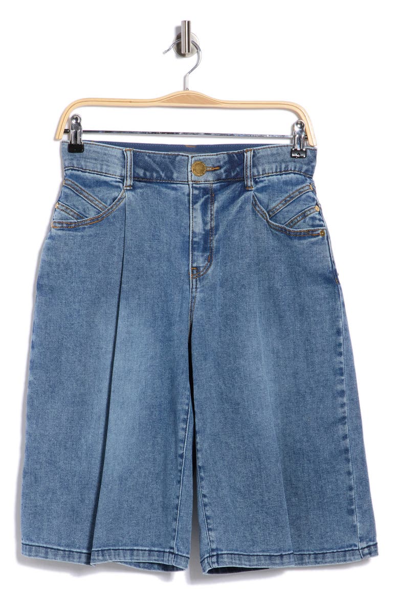 Relaxed Pleated Bermuda Shorts, Alternate, color, MID BLUE ARTISINAL