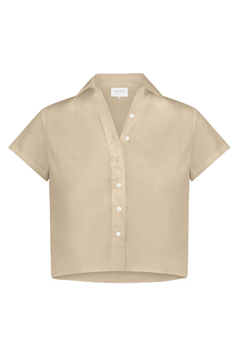 The Boxy Short Sleeve Cropped Shirt, Alternate, color, Taupe