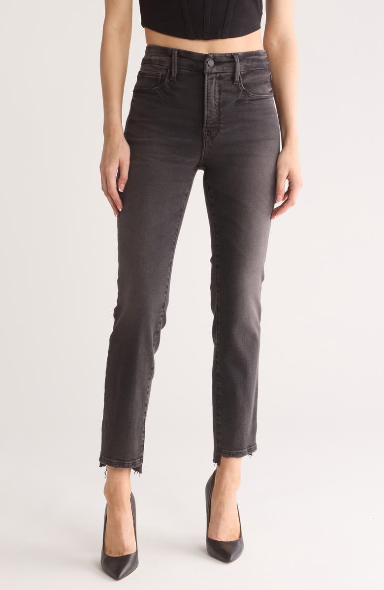 Good American Good Classic Step Hem Jeans, Main, color, Black271