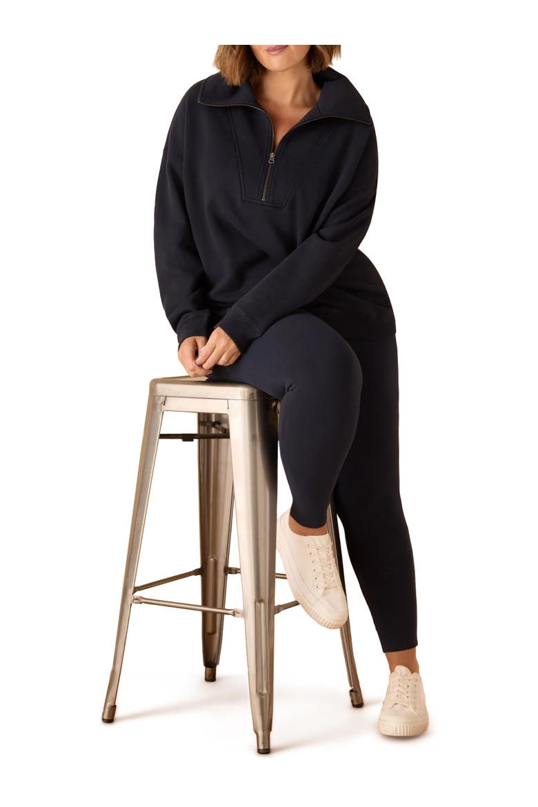 Thick Stretch Cotton Leggings, Alternate, color, Navy
