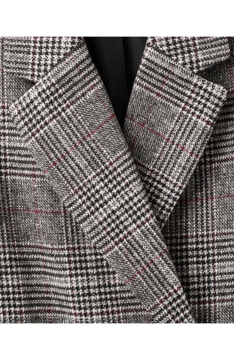 MANGO TEEN Check Longline Tweed Coat, Alternate, color, Grey