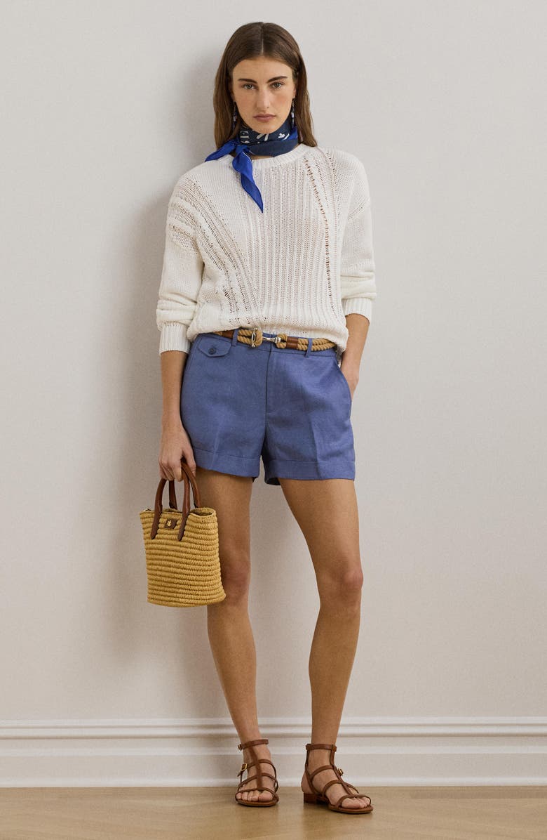 Lauren Ralph Lauren Pointelle & Cable Detail Cotton Sweater, Alternate, color,