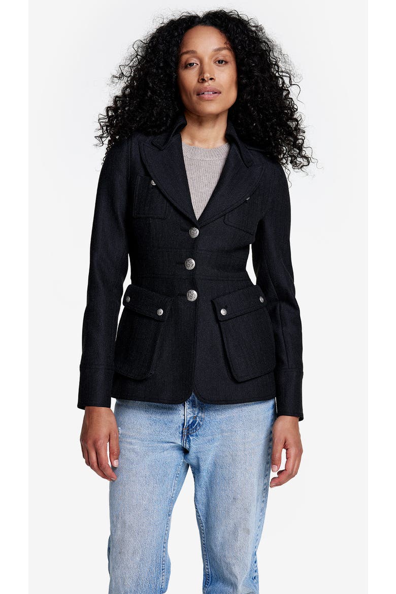 Officers Jacket, Main, color, Carbon Herringbone