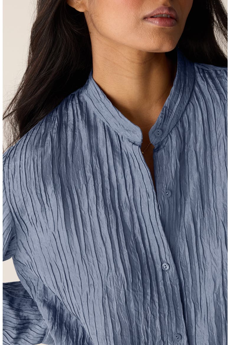 Mandarin Collar Silk Button-Up Shirt, Alternate, color, FLINT