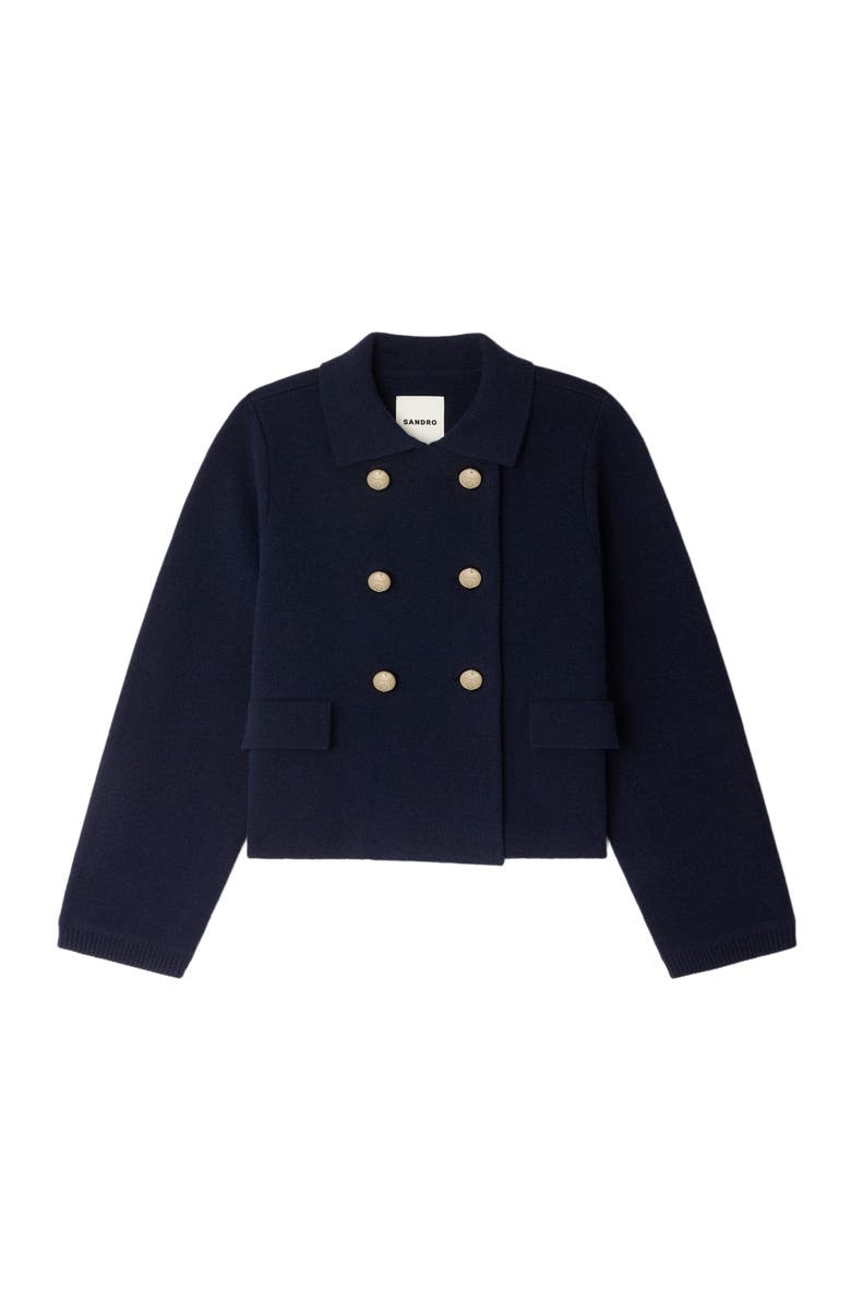 SANDRO Double-breasted cardigan, Alternate, color, Navy Blue