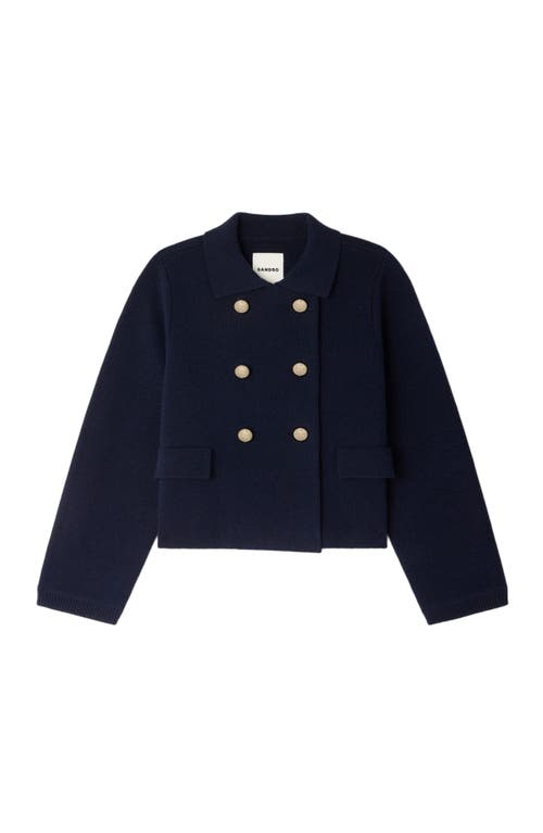 Sandro Double-breasted Cardigan In Blue