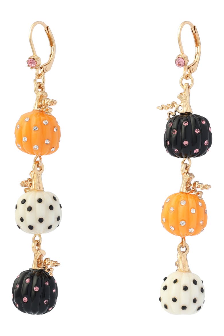 Pumpkin Linear Drop Earrings, Alternate, color, GOLD/ MULTI