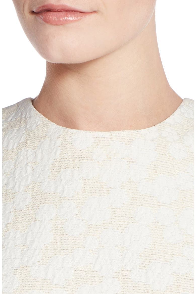 Jacquard Sleeveless Shift Dress, Alternate, color, IVORY- TAN FREESIA PATTERN