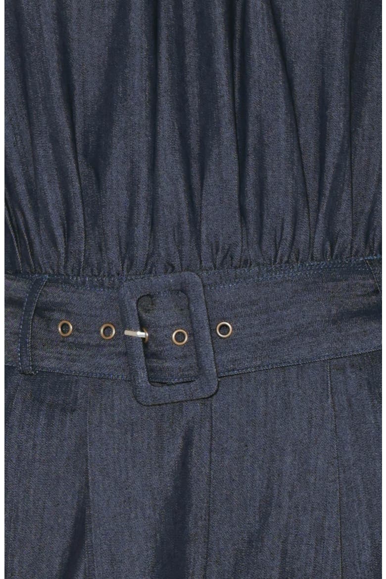 Halter Neck Denim Jumpsuit, Alternate, color, DENIM