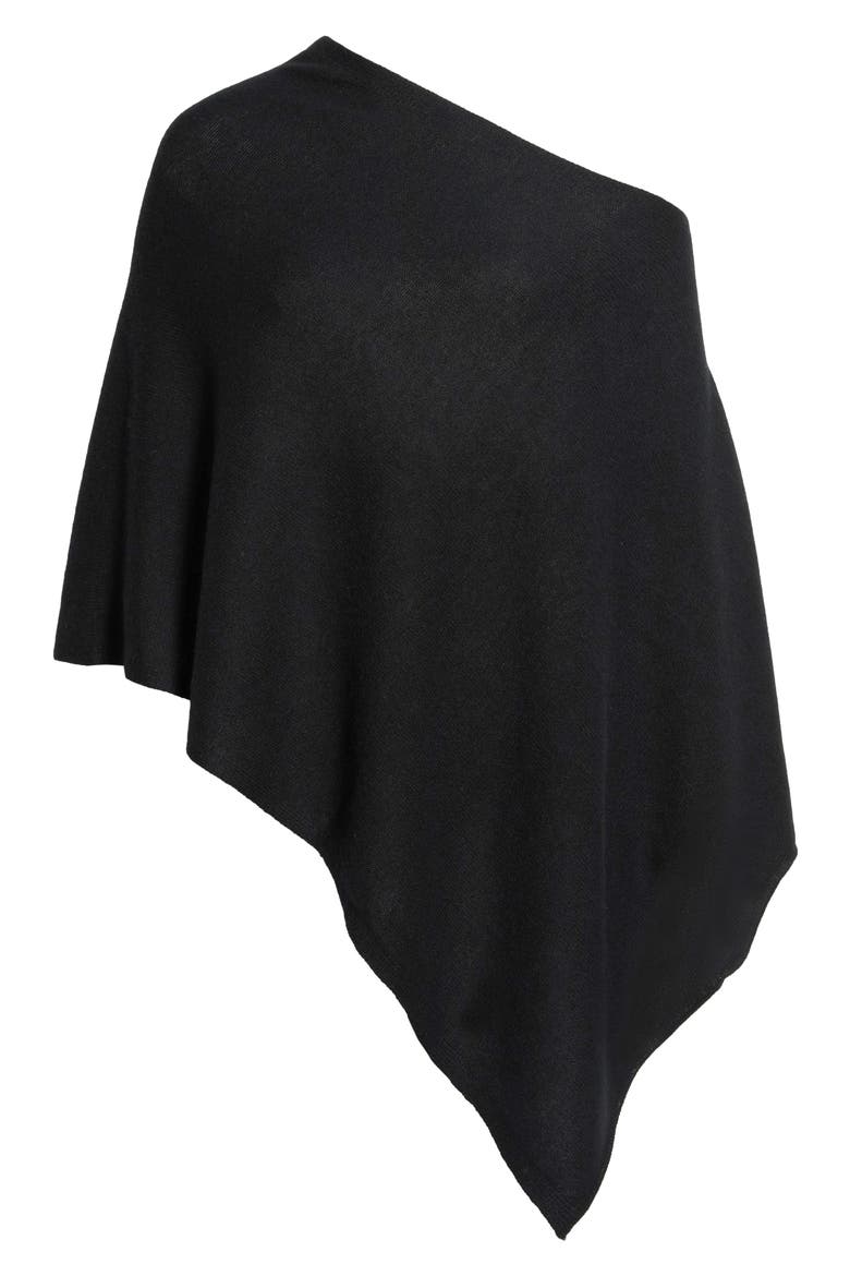 Wool & Cashmere Asymmetrical Poncho, Main, color, BLACK