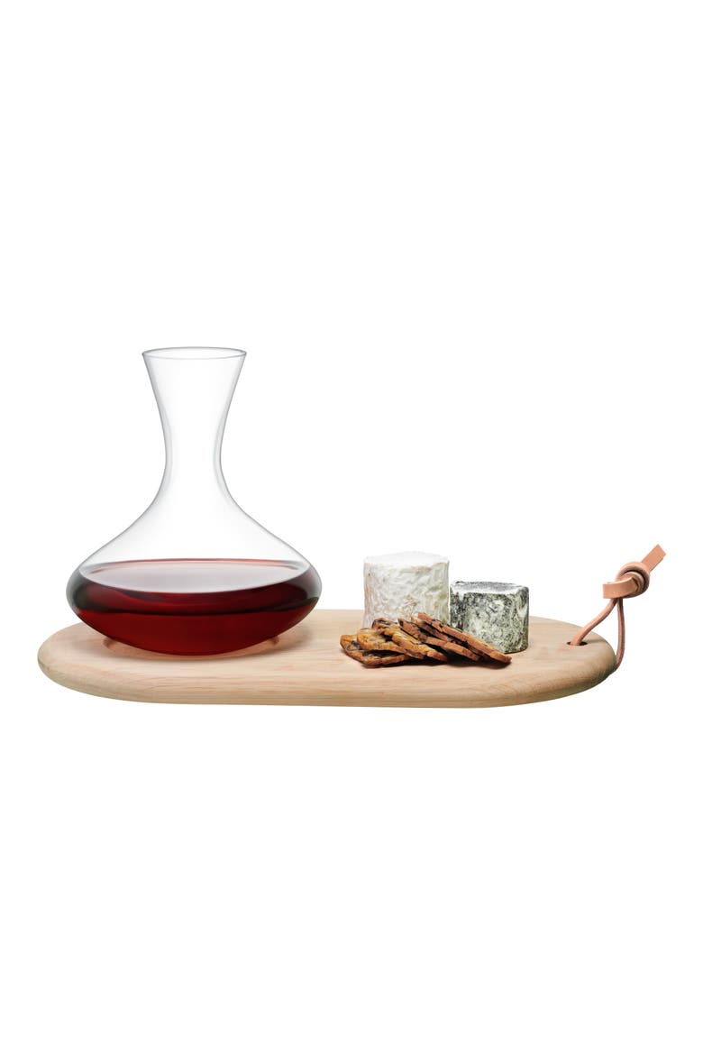 Wine Carafe & Cheese Board Set, Alternate, color, CLEAR/ OAK