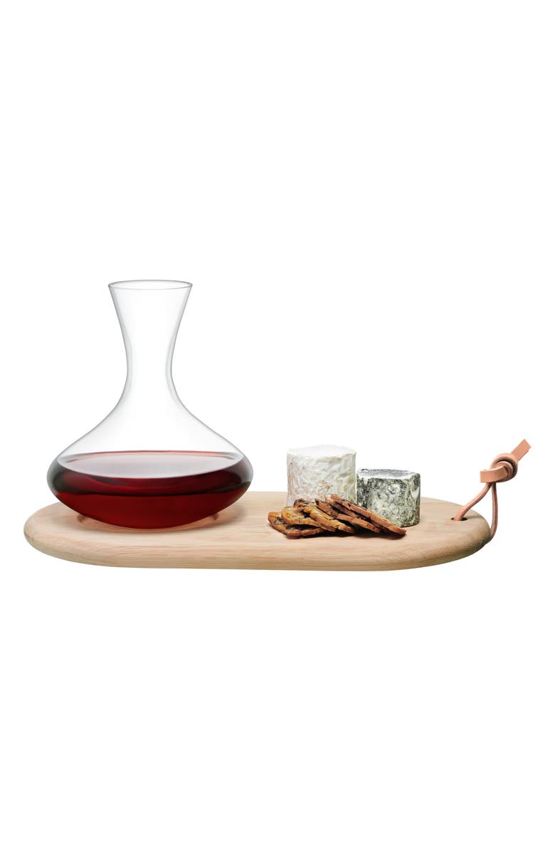 LSA Wine Carafe & Cheese Board Set, Alternate, color, Clear/ Oak